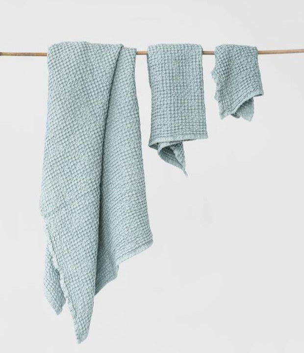 Linen Waffle Towel Set | Dusky Blue