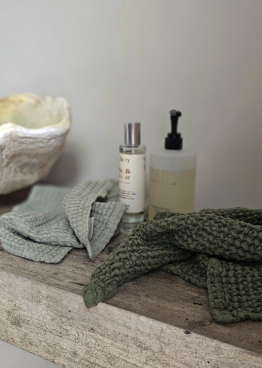 Linen Waffle Towel Set | Pistachio