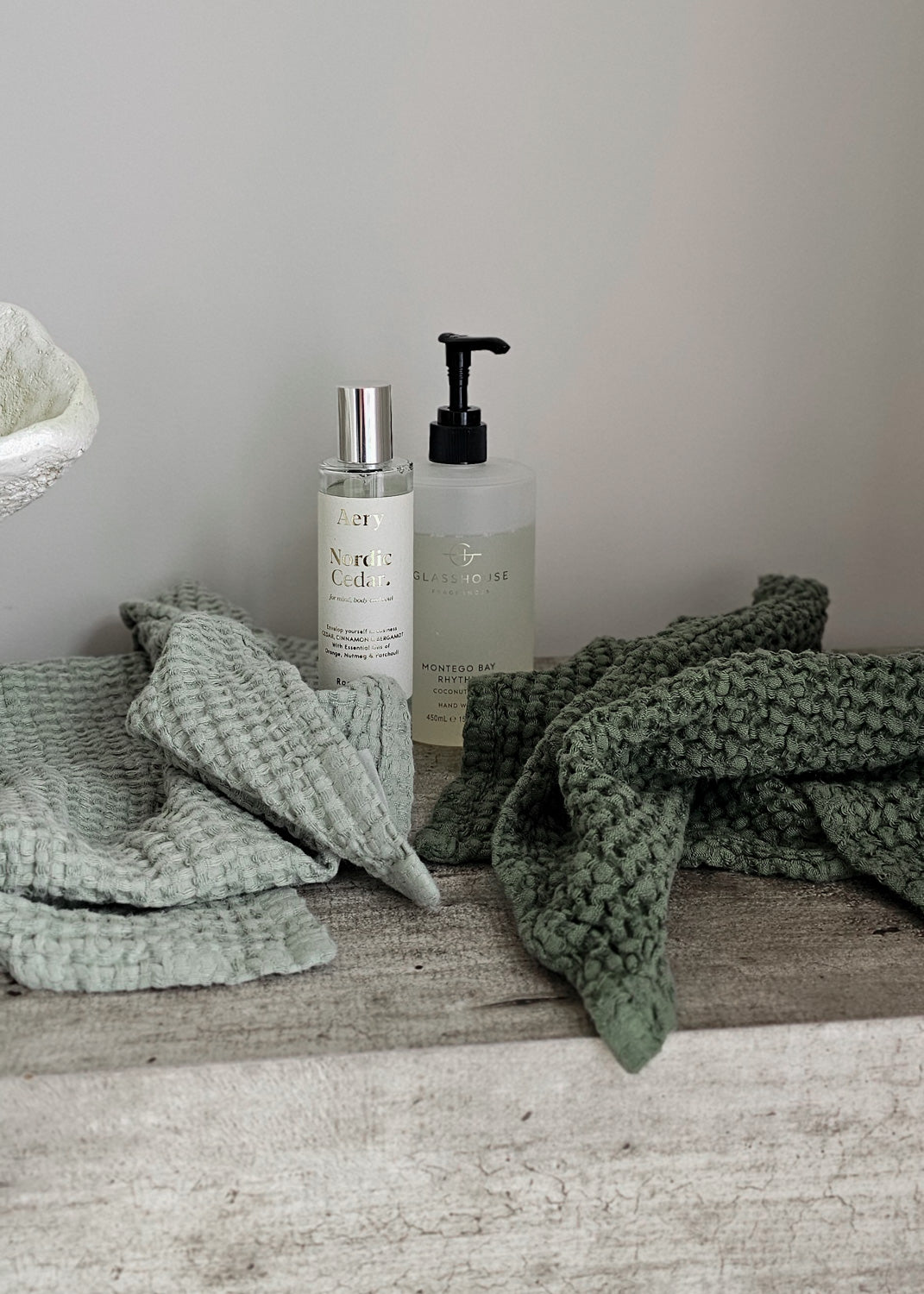 Linen Waffle Towel Set | Pistachio