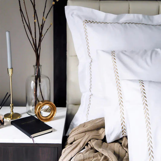 Luxury Collection | Pure Cotton Sateen 400TC – With Gold Leaf Embroidery