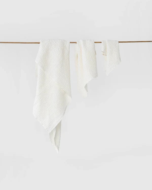 Linen Waffle Towel set | White