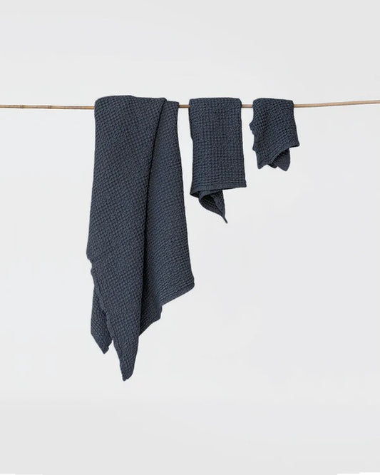Linen Waffle Towel Set | Charcoal