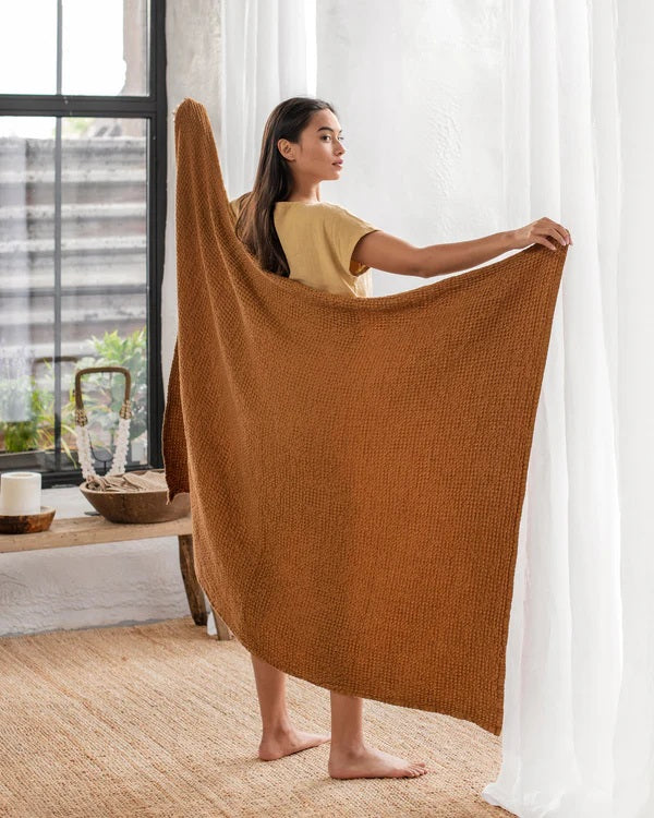 Linen Waffle Towel set | Cinnamon