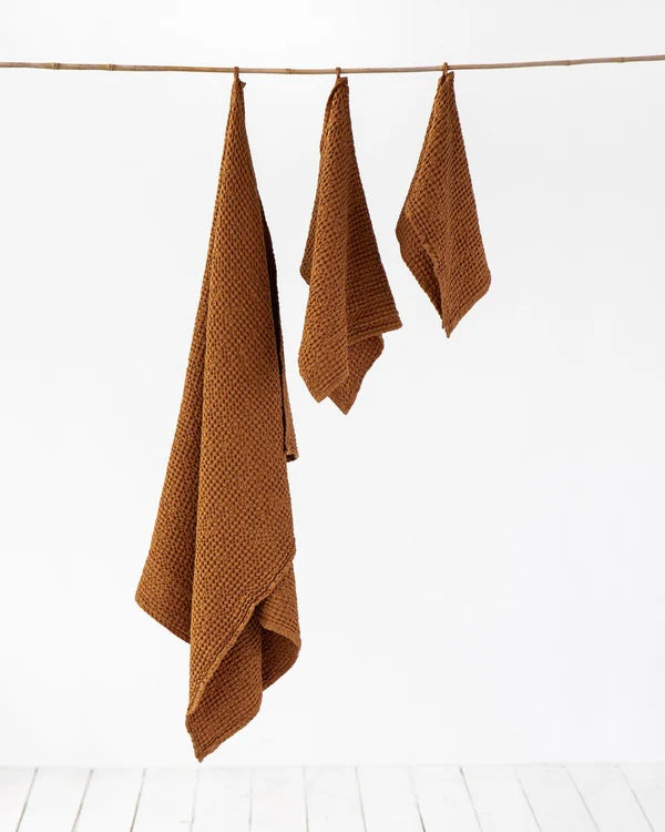 Linen Waffle Towel set | Cinnamon