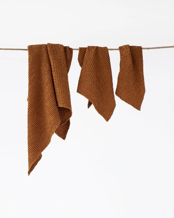 Linen Waffle Towel set | Cinnamon