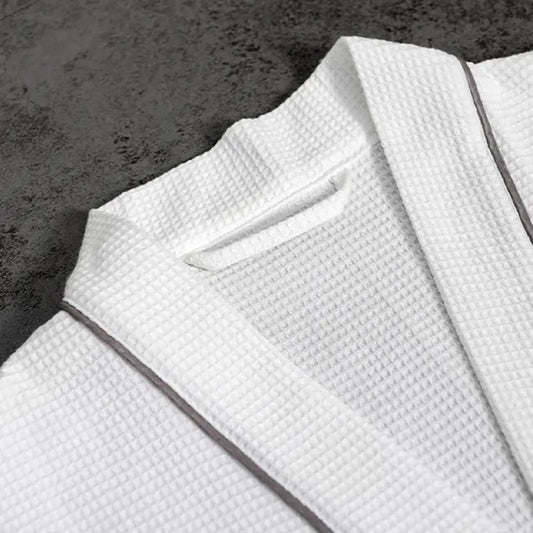 Luxury Collection | Pure Cotton Waffle Bathrobe with Piped Detail