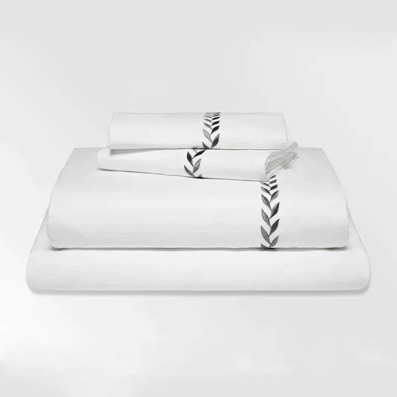 Luxury Collection | Pure Cotton Sateen 400TC – With Silver Leaf Embroidery