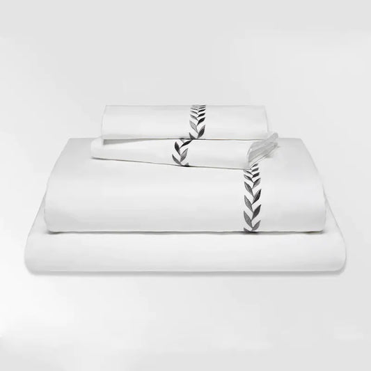 Luxury Collection | Pure Cotton Sateen 400TC – With Silver Leaf Embroidery