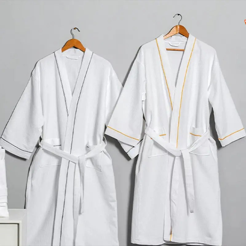 Luxury Collection | Pure Cotton Waffle Bathrobe with Piped Detail